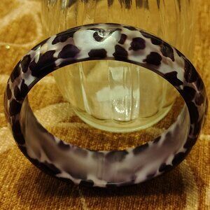 Vintage Chunky Leopard Cheetah Opaque DuPont Lucite Bangle Bracelet